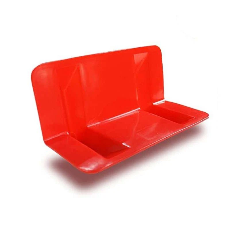 Red plastic corner protector for strap edge protection
