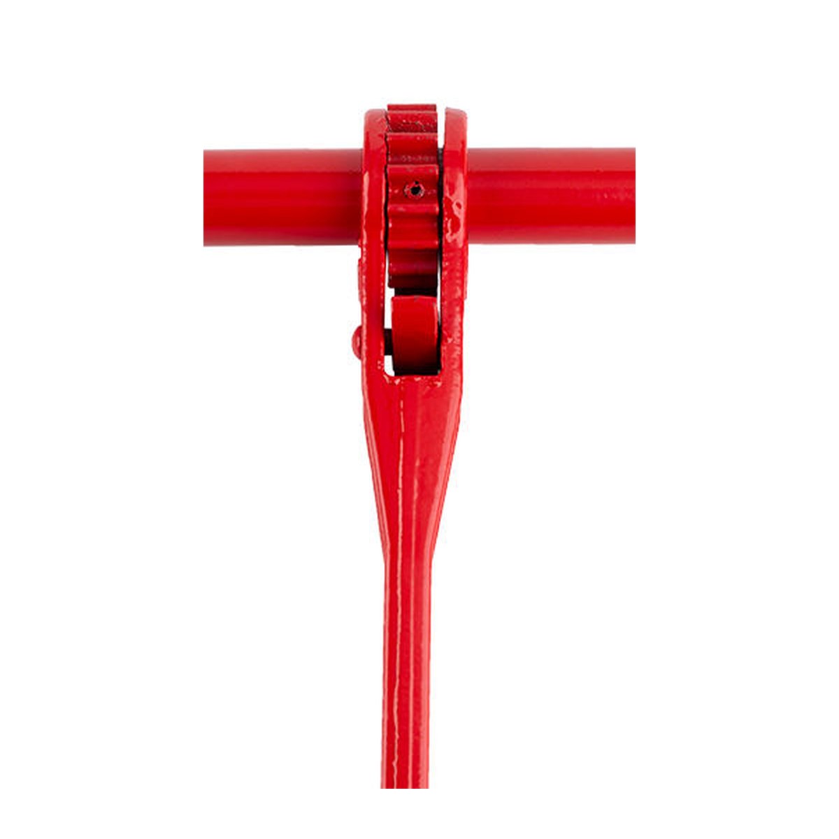 Close-up of ratchet cha&icirc;ne binder &eacute;quipement and handle body for tensioning inspection